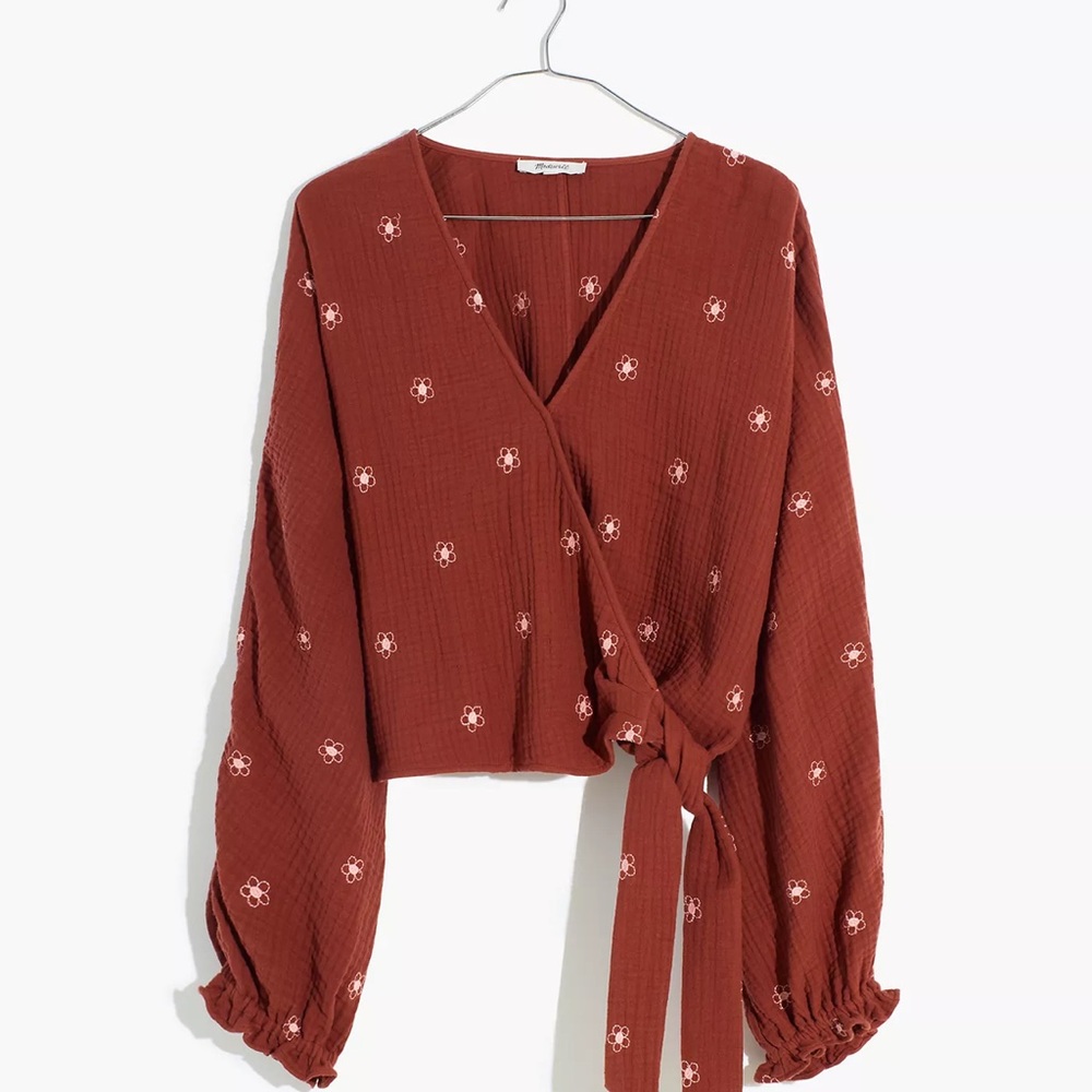 Madewell Lightspun Maira Wrap Top XL NWT